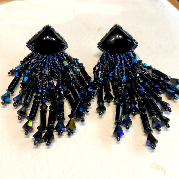 VINTAGE DESIGNER CHIPITA LOADED ONYX W BLACK AB CRYSTAL/GLASS BEADS - Picture 9 of 13